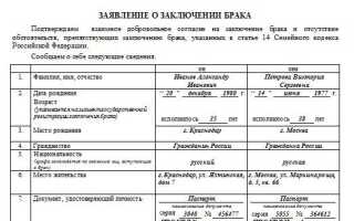 Как правильно написать заявление в ЗАГС на регистрацию брака: образец