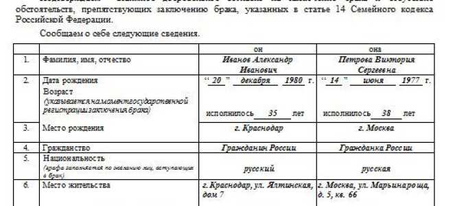 Как правильно написать заявление в ЗАГС на регистрацию брака: образец
