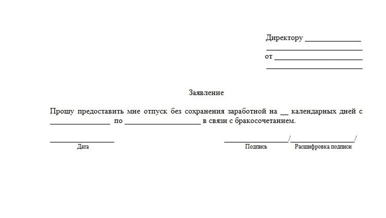 Заявление на свадьбу образец