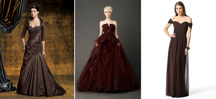 Вечерние наряды каштановых тонов
