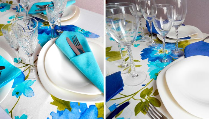 Сервировка в бирюзовой цветовой гамме